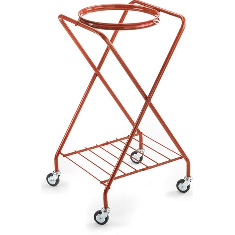 Andrys - Carro para Bolsas en Forma de X, Plegable, con Portarrollos y Cortador, con Banda Elástica para Bolsa, de Hierro, Color Rojo, 50 x 50 x 99 cm - Colore: Rosso - Accessori: Senza Porta rotolo e (1/5)