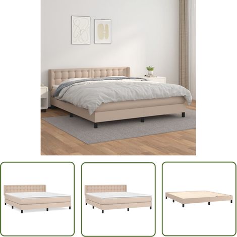 The Living Store Boxspringbett Matratze Cappuccino-Braun 160x200 cm Kunstleder - Boxspringbett - Betten - Doppelbett - Kunstlederbett - Kapuzenbett (1/5)