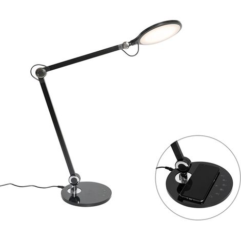 QAZQA don - LED Dimmable Lampe de table tactile variateur inclus - 1 lumière - L 20.1 cm - Noir - Moderne - éclairage intérieur - Salon I Chambre I Cuisine I Salle à manger