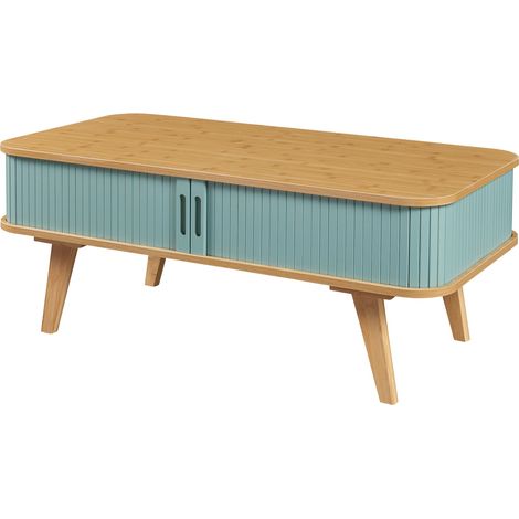 Tavolino/consolle in bambù 100 x 50 x 40 cm blu naturale 030010867