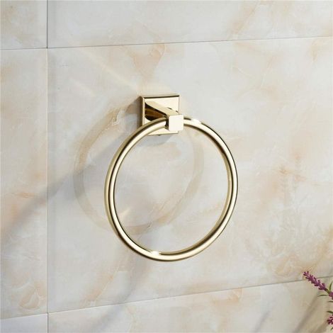 Brushed Gold Towel Ring,No punching,Adhesive Towel Rail Wall Mounted Towel Rail (1/3)
