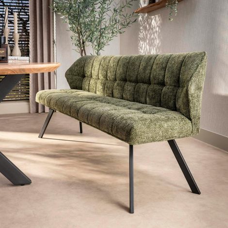 Banc de table vert chenille pieds anthracite 180 cm MELBOURNE (1/5)