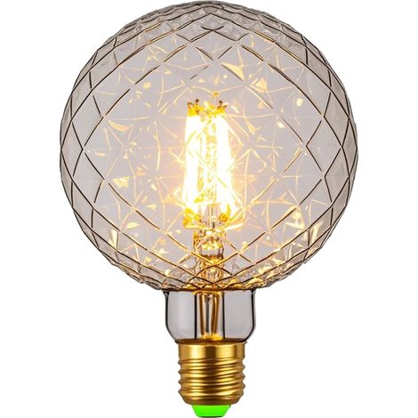 Grande ampoule LED Edison en cristal G125 4W 220V/240V E27 vintage filament verre clair lumière chaude 400 lm décoration