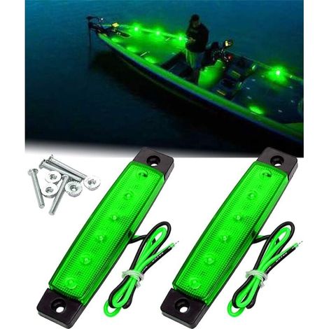Lot de 2 feux de bateau intérieurs à LED, barre de bande mince utilitaire pour éclairage de courtoisie, feux de cockpit, feu de navigation vert (1/4)