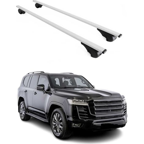 OMAC Barres de toit pour Toyota Land Cruiser J300 2022-2026 – TÜV / DIN 75302:2019 – Antivol inclus – Charge max 75 kg – 2 barres Argent (1/4)