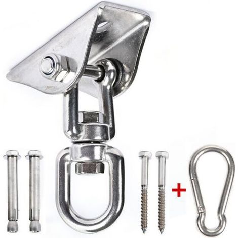 1 Pack White Ceiling Hooks for Hanging Chair, 360° Swivel Swing Hanging Hooks with Screws for Concrete, Wood, Playground, Greenhouse, Hanging Chair, Yoga (1/4)
