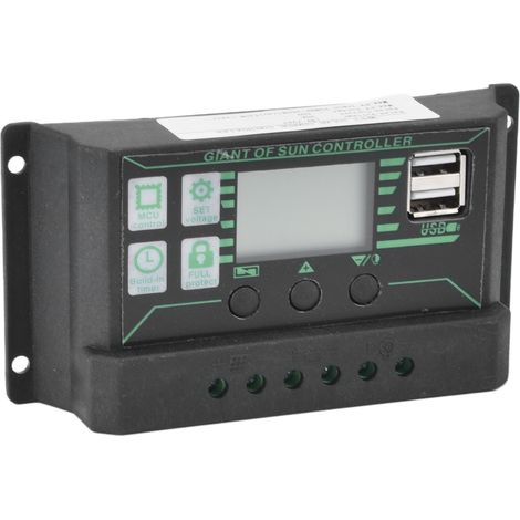 Contrôleur de charge/décharge solaire, écran LCD réglable, PWM, double port USB, régulateur MPPT pour panneaux solaires photovoltaïques, 30 A (1/5)