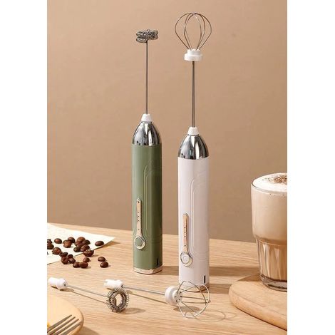 Montalatte elettrico pratico con 2 accessori, frusta, miscelatore per schiuma con funzione di ricarica USB, 3 velocità, montalatte per latte (1/5)