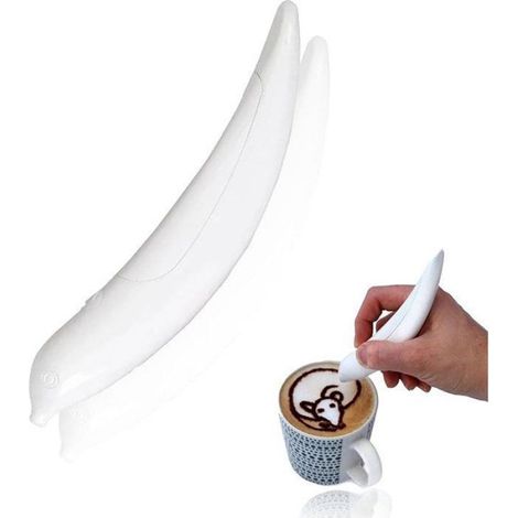 Stylo à herbes pour le café - Crayon décoratif pour cappuccino - Stylo pour latte art - Pochoir pour café - Stylo pour (1/3)