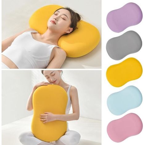 Oreiller cervical ergonomique en mousse à mémoire de forme (jaune) 55 x 35 cm, oreiller latéral avec housse lavable (jaune)-AquaForge (1/4)