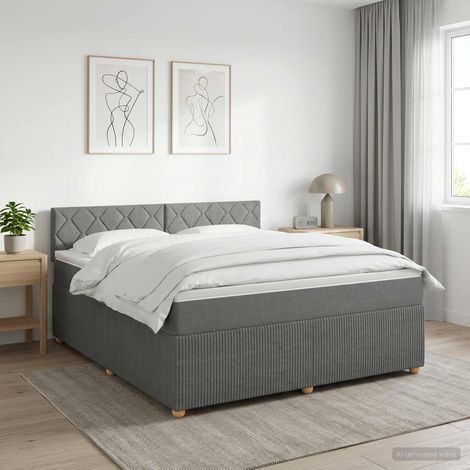 Cama box spring con colchón Gris oscuro 180 x 200 cm Tela (1/5)