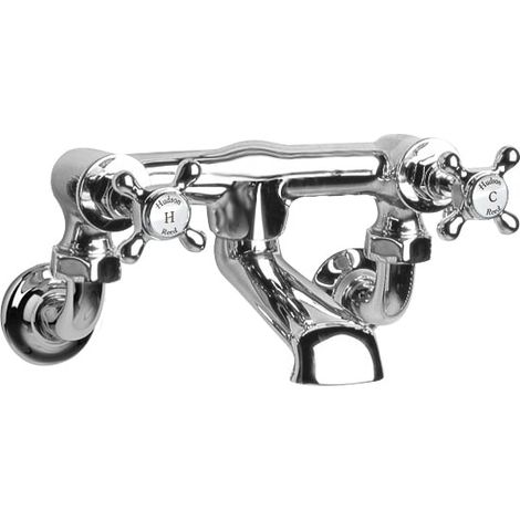 Hudson Reed White Topaz Crosshead Bath Filler Tap Wall Mounted - Chrome (1/2)