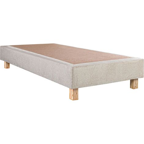 EMPIRE - Sommier Tapissier 90x190 Beige Pieds Bois massif (1/3)