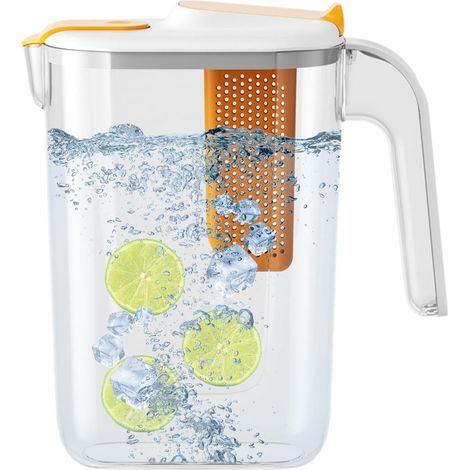 Pichet à eau avec infuseur de fruits,Infuseur pour cruche à eau avec fruits - Distributeur d'infuseur d'eau de 2600 ml,Pichet à boisson résistant à la chaleur, carafe à infuseur pour (1/5)