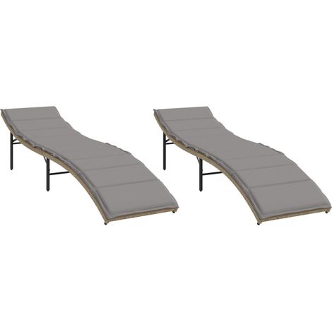 Maison Exclusive - Lettini Prendisole 2 pz con Cuscini Beige in Polyrattan
