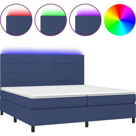 Maison Exclusive - Letto a Molle Materasso e LED Blu 200x200cm in Tessuto (1/5)