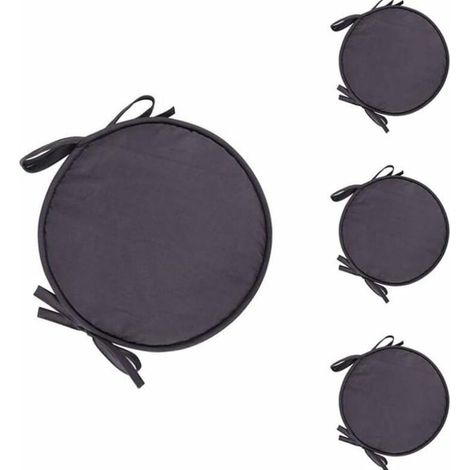 Sollbry Lot de 4 coussins de chaise de salle à manger ronds pour jardin, maison, cuisine, salle à manger, 29 cm, Gris foncé (1/5)