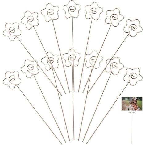 50 portafotos metálicos con diseño floral – Clips para notas, ideales para fiestas, la oficina y tarjetas de mesa. (1/4)