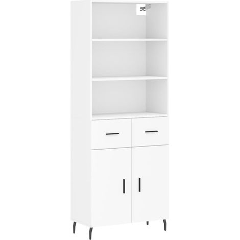 Credenza cassettiera mobile contenitore organizer cucina soggiorno salotto alto 695 x 34 x 180 cm legno ingegnerizzato bianco 020032715