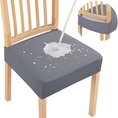 Juego moderno de 4 fundas de silla jacquard para comedor, fundas elásticas y extraíbles que reducen manchas, color rojo burdeos (1/5)