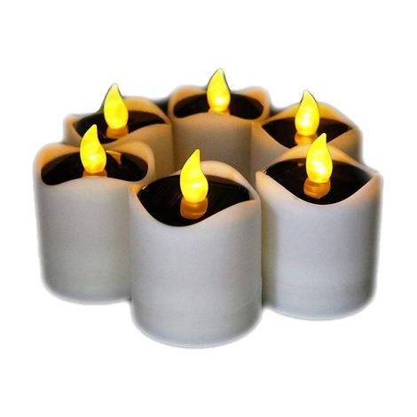 Set mit 6 wasserdichten Solar-LED-Kerzen – Gelber Blinkeffekt – 5,8 x 7,5 cm – Für die Dekoration im Innen- und Außenbereich (1/5)