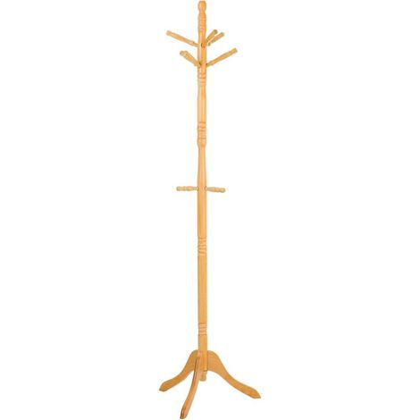 Perchero de pie de madera color miel 44x44x184