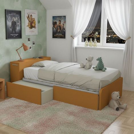 Letto una piazza e mezza 120x190 con contenitore - Ideale per camerette - Zolfo (1/5)