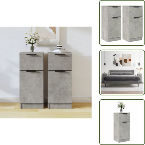 The Living Store Aparador 2 uds madera contrachapada gris hormigón 30x30x70 cm - Aparador