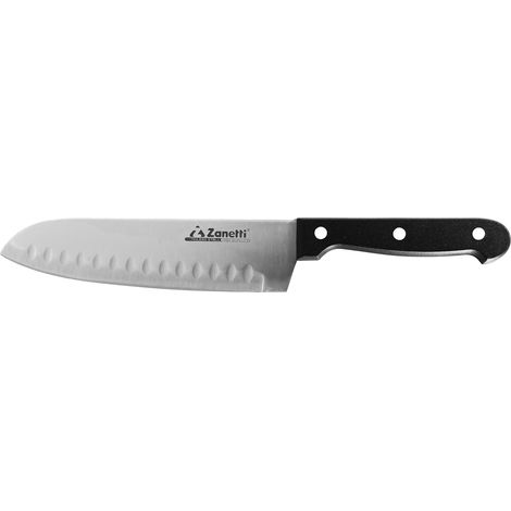 Zanetti, Coltello Santoku Modello Classic, Coltello Acciaio Inox, Lama 18 cm, Spessore 1.5 mm, Coltello Cucina, Coltello Santoku Giapponese, Manico Rivettato (1/5)