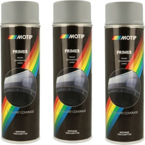Lot de 3 bombes de peinture - Apprêt - Gris - Motip