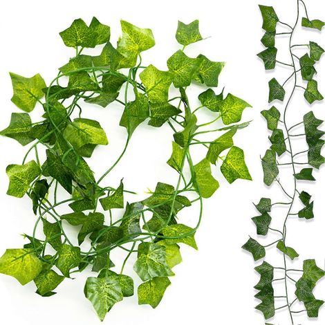 12 pièces de lierre artificiel, fausses plantes de lierre, guirlande de lierre, fausse vigne, feuilles vertes artificielles (1/5)