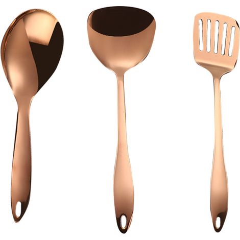 Set Ustensiles Cuisine - Acier Inoxydable Revêtu Titane - Résistant Chaleur - Bords Arrondis Sécurisés - Poignées Ergonomiques - 12 Pièces (1/5)