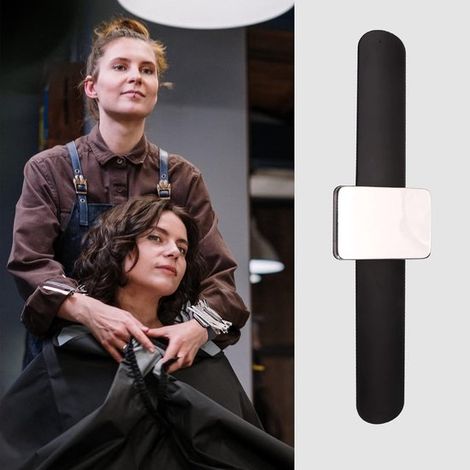 2 Stück magnetische Nadelkissen-Armbänder zum Nähen und Haarstyling (Schwarz, 24 x 5,5 cm) (1/4)