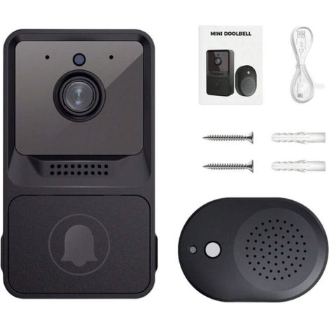 Kabellose Türklingel mit Gong, WLAN-Videokamera, Zwei-Wege-Audio, Nachtsicht, wiederaufladbarer Akku (1/5)