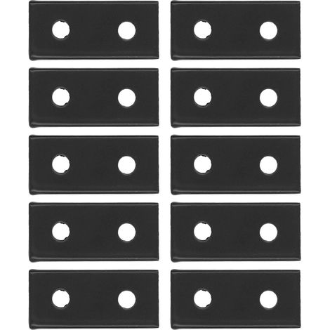 Lot de 10 fixations plates en alliage d'aluminium, 2 trous, antirouille et anticorrosion, pour table (2020) (1/5)