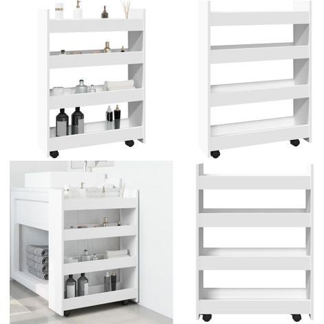 vidaXL Chariot de rangement étroit 4 niveaux blanc bois d'ingénierie (1/5)