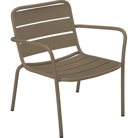 Fauteuil bas de jardin empilable en métal - Taupe - MIRMANDE de MYLIA