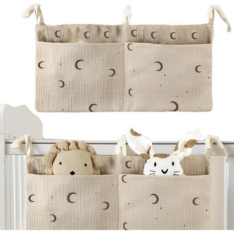 Ampia e regolabile borsa portaoggetti per la cameretta di neonati e bambini piccoli, con doppie tasche. (1/2)