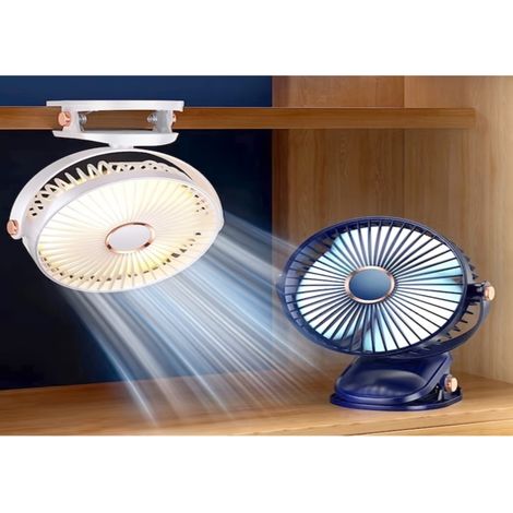 Irovami Ventilateur à pince portable USB – 4 vitesses, 20 dB, LED, rechargeable – Noir – Pour bureau, maison, extérieur (1/4)
