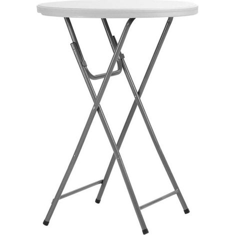 Table mange debout D80 pliable PE blanc (1/2)