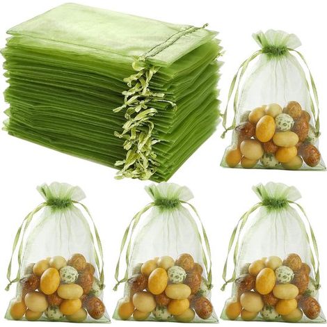 Sacchetti protettivi per frutta - Confezione da 50 - Sacchetti in organza con coulisse per verdura e caramelle - 20x30 cm (1/2)