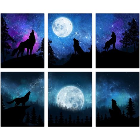 Loup Toile Affiche Decoration Murale sans Cadre Art 6 Styles Paysage Thème Poster Mural pour Chambre Cuisine Oeuvre Salle Salon Décorations Tableaux, Posters et Arts Décoratifs (1/5)