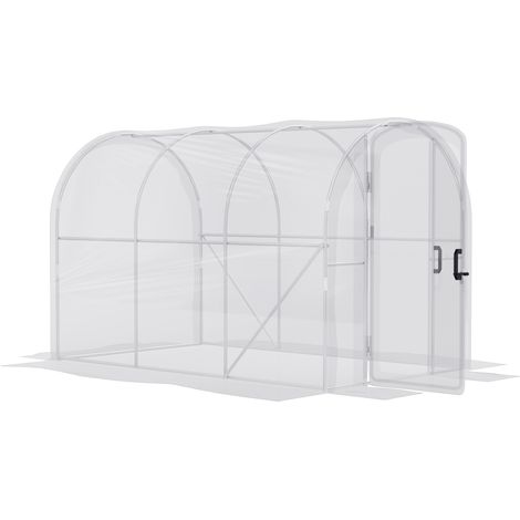 Polytunnel Greenhouse Walk-in Grow House with PE Cover, Door and Galvanised Steel Frame, 3 x 2 x 2m, Clear