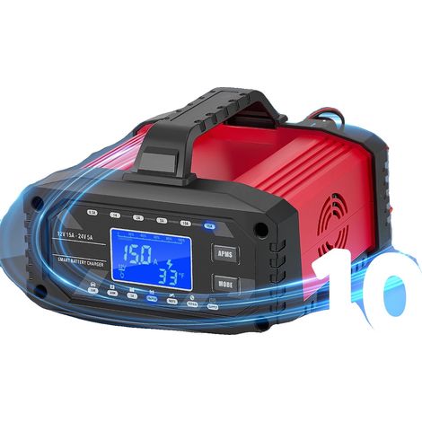 Chargeur de batterie, charge en 10 étapes, mode de réparation, Rouge (1/2)