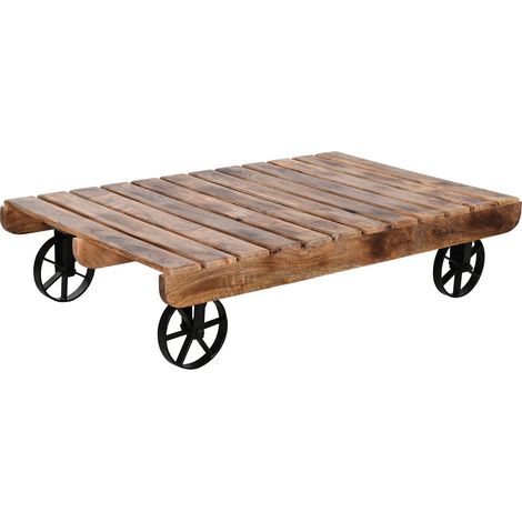 Mesa Centro Mango Metal 130X80X32 Ruedas Natural (1/5)
