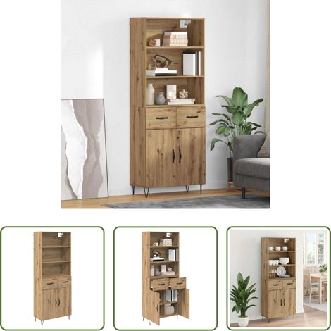 vidaXL Meuble de salon - Haut Armoire 2 pcs Chêne artisanal Bois d'ingénierie (1/5)