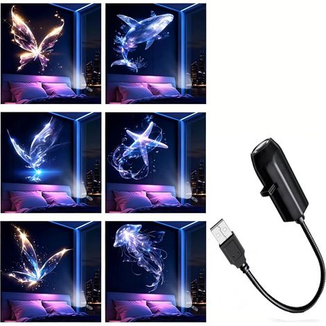 Lampe étoilée LED pour chambre à coucher, projecteur de lumière étoilée avec 6 disques de film interchangeables, alimentation USB, lampe galaxie romantique pour chambre à coucher, plafond (1/5)