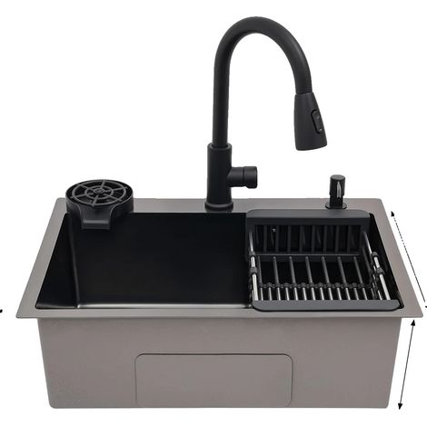 Lavello da cucina, rubinetto estraibile, risciacqua tazze, 1 (1/2)