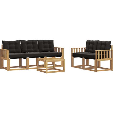 Set di divani da esterno 6 pz Bianco e Nero vidaXL (1/5)