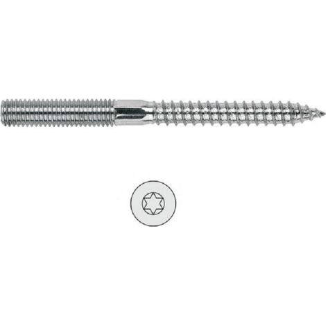 esparrago 2 roscas torx 6-40 zincado largo 70mm diámetro 8mm